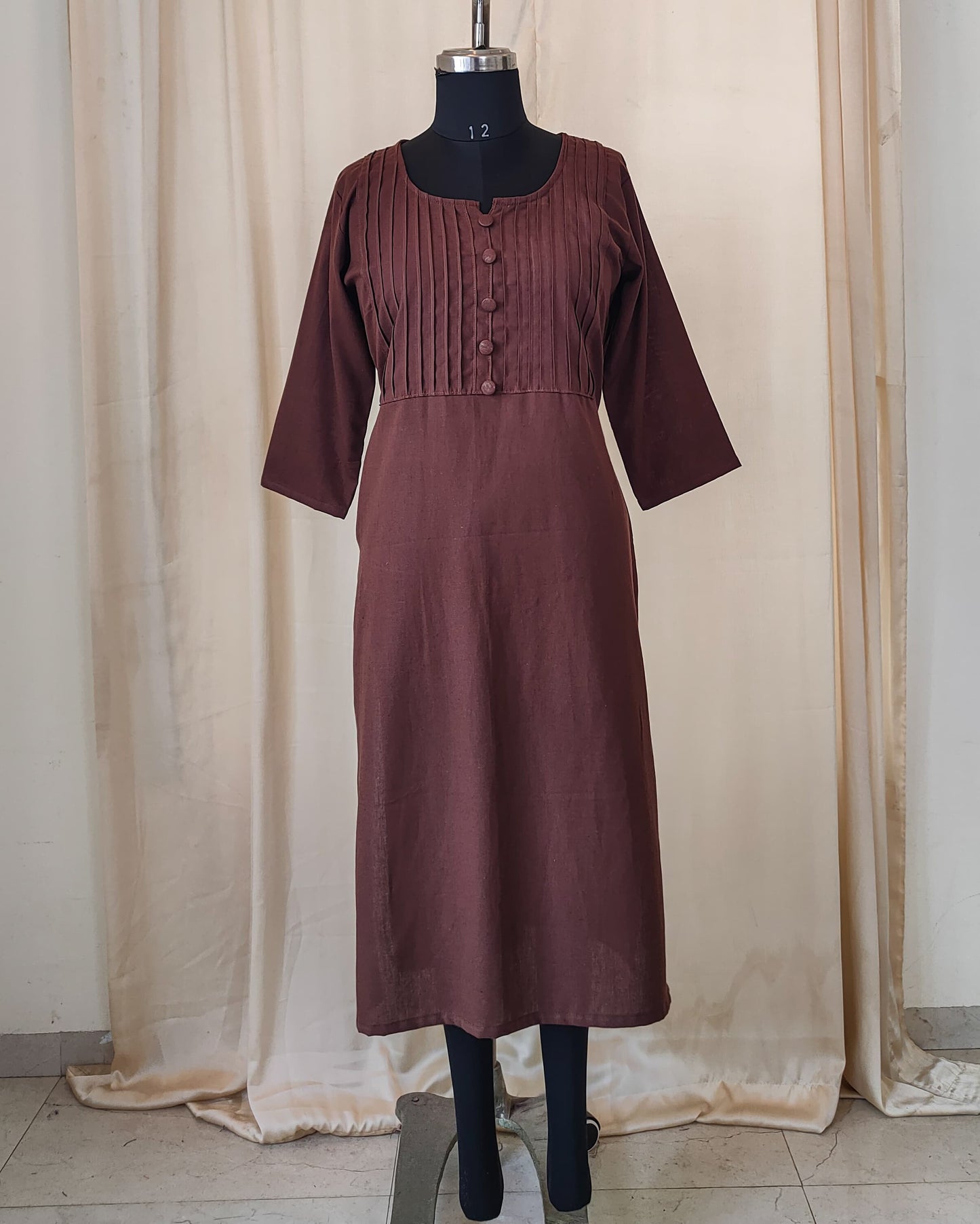 183 Brown kurta with button details