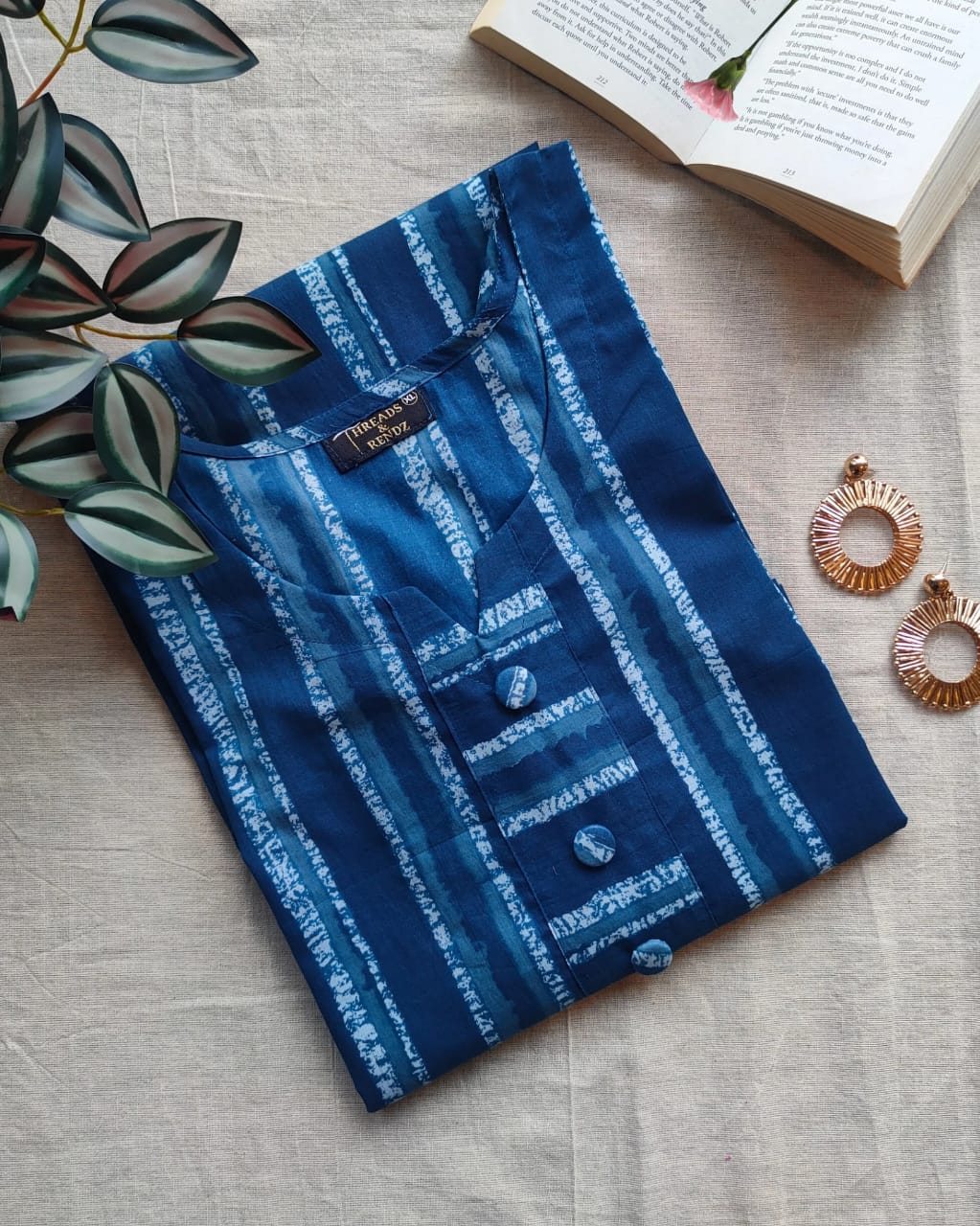 190 A blue stripes straight kurta