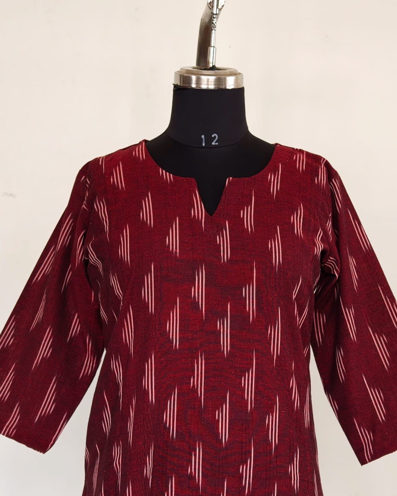 245 Maroon ikkat A-line flare kurta