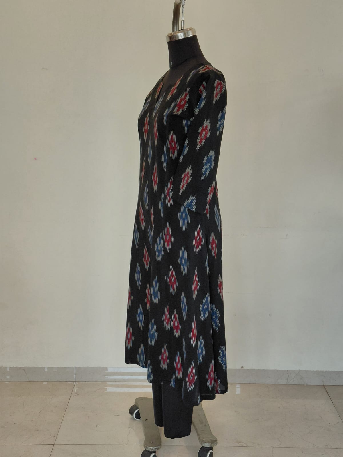 296 Black kalamkari flare kurta