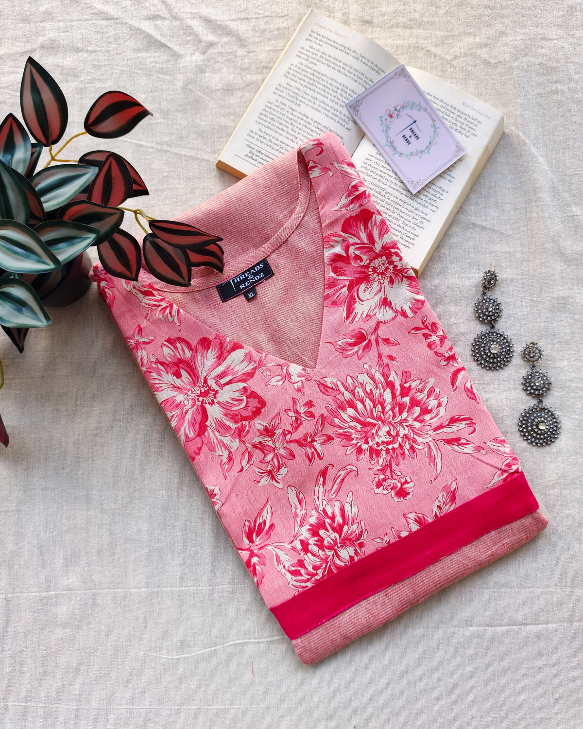 Light Pink With Printed Yoke Patch And Dark Pink Detailing
