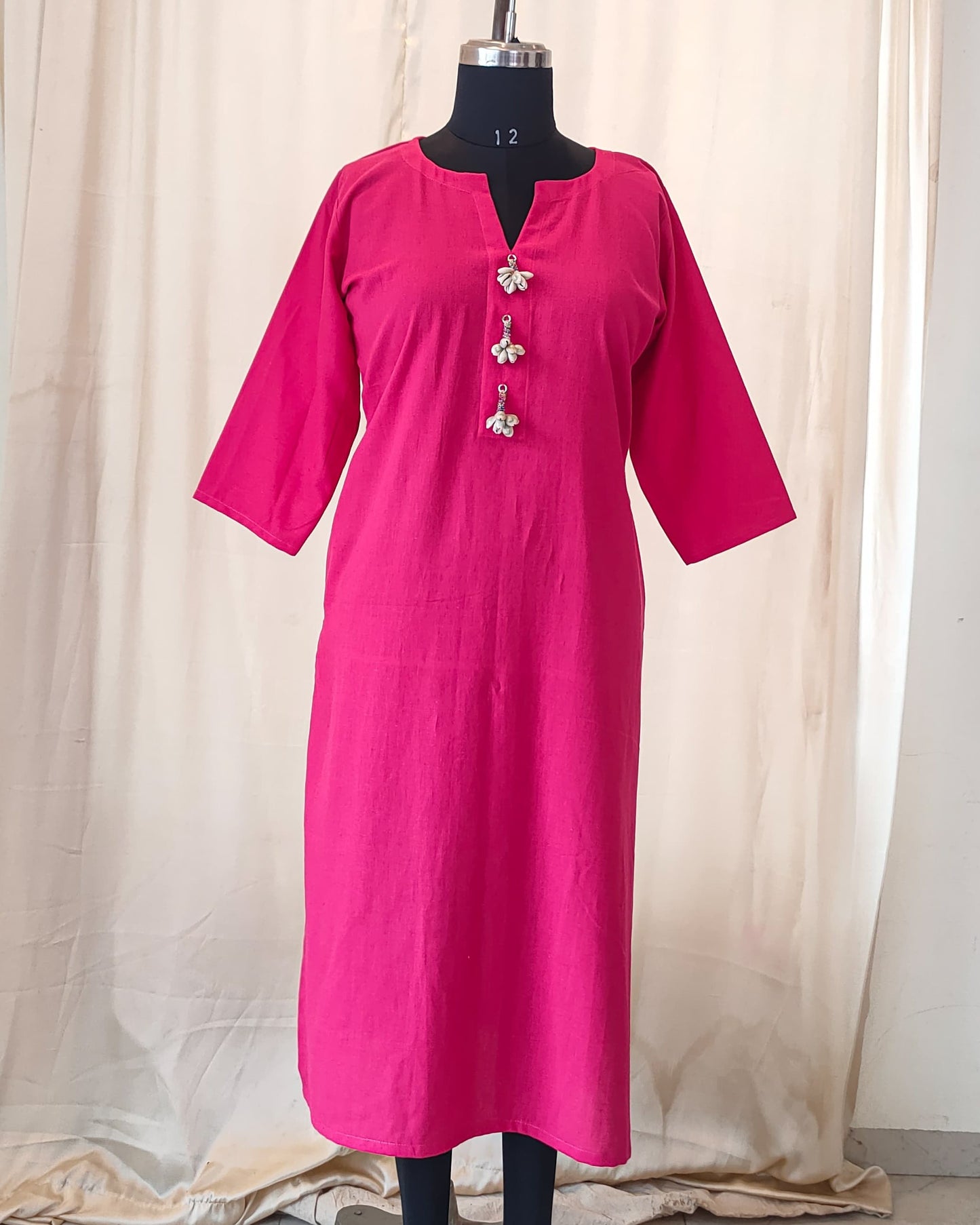 142 Pink Kurta with Shell Tassels