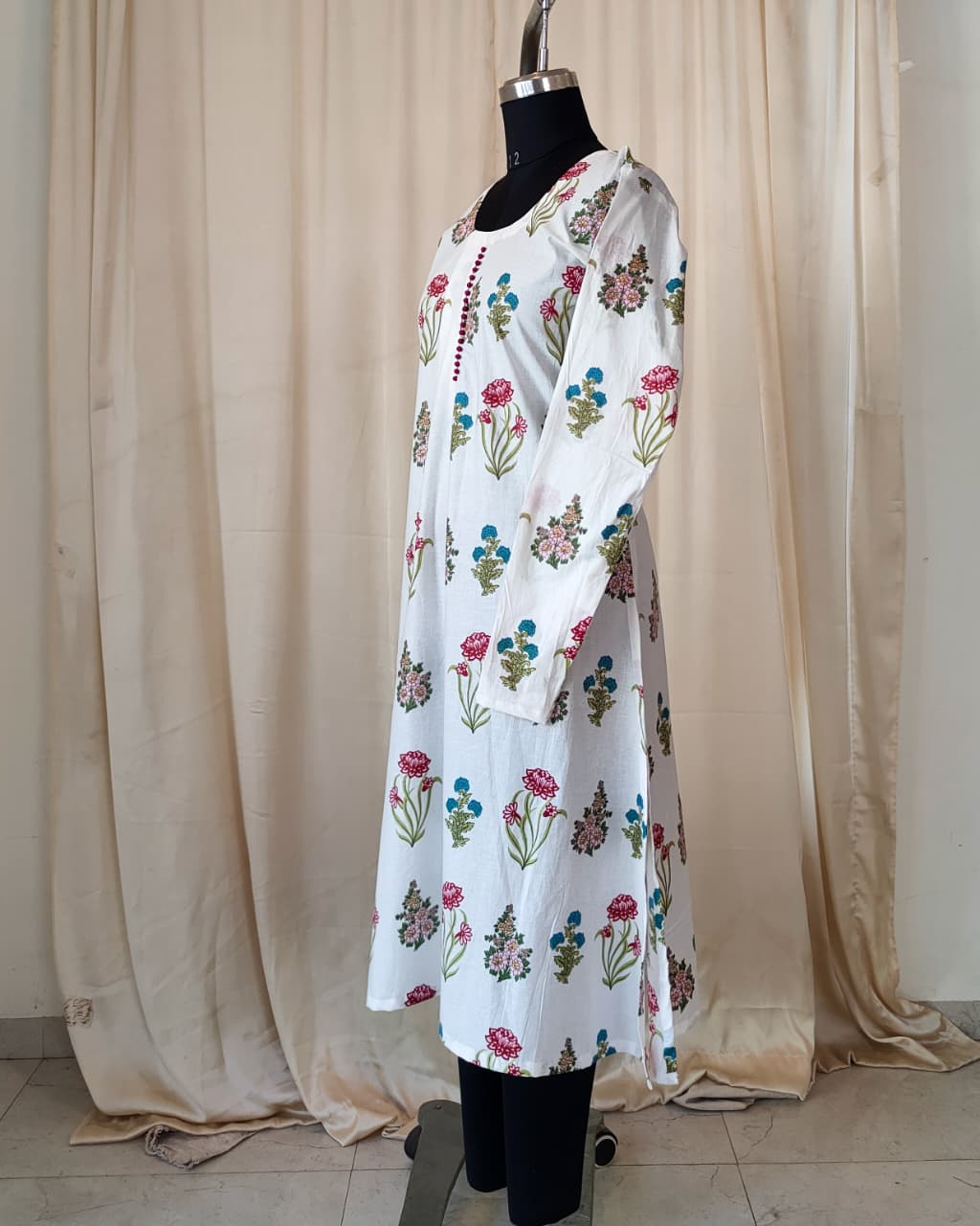 191 White Printed A-Line Kurta