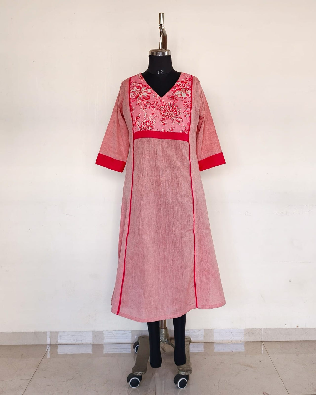 Light Pink With Printed Yoke Patch And Dark Pink Detailing