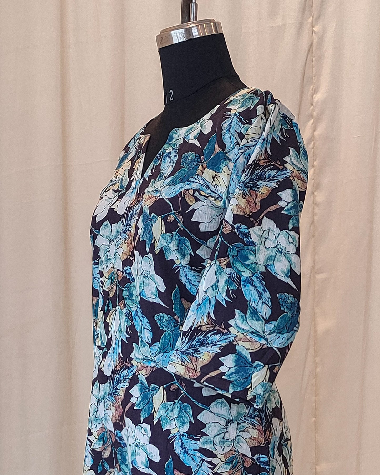 180 Black and Blue Printed Straight Cut Kurta