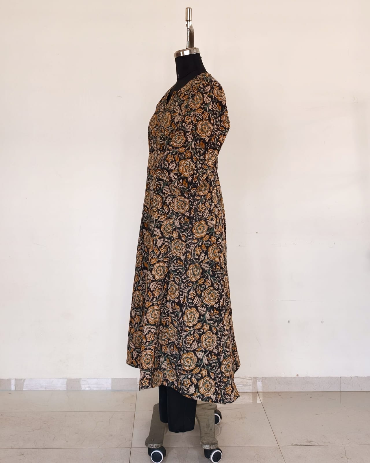 246 Black kalamkari A-line flare kurta