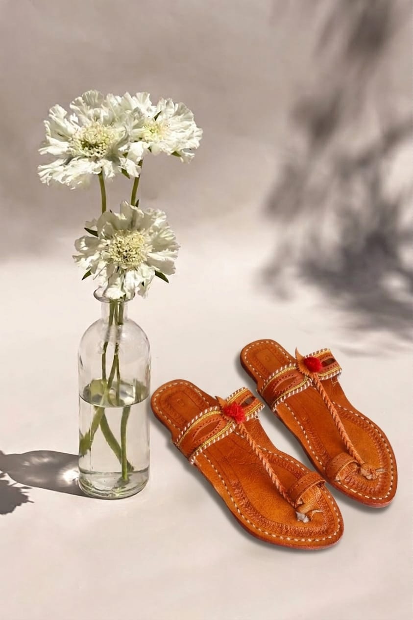 Tan Coloured Handmade Kolhapuri Chappals