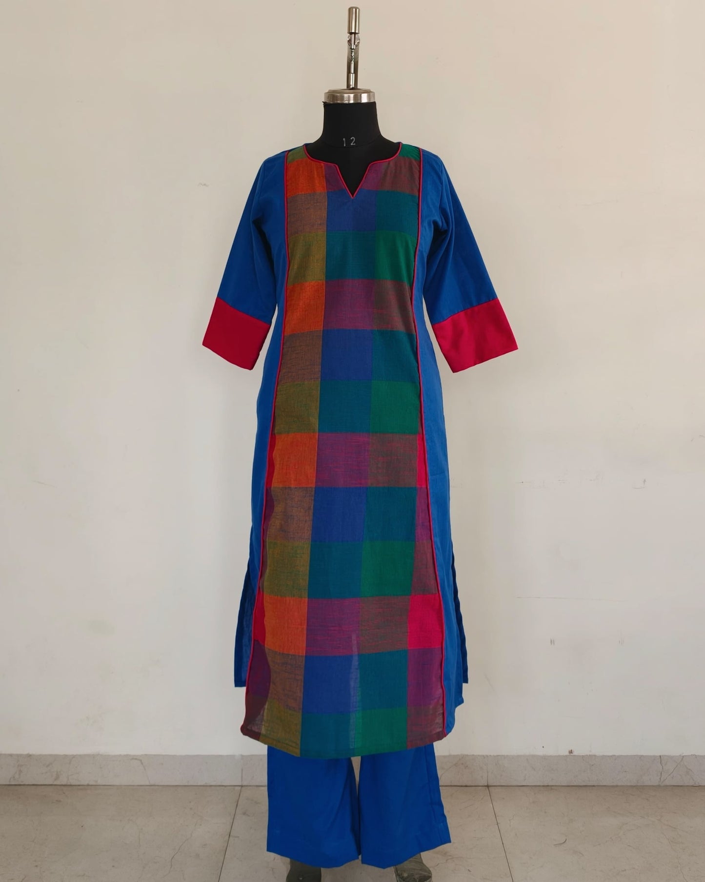 225	Blue with multicoloured checks panel co-ord set