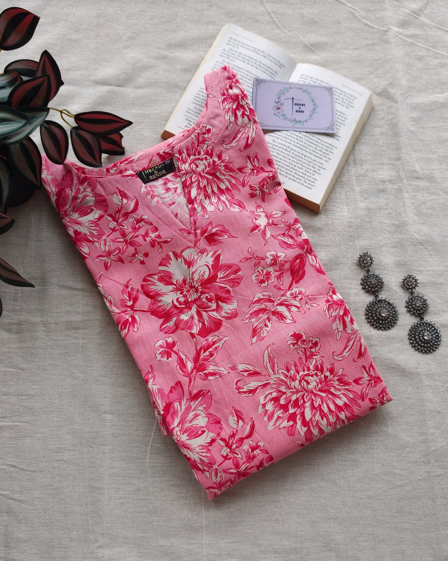 259 Peachy pink printed kurta with flare