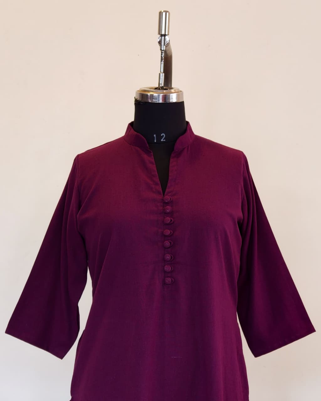 286 Plain purple coord set with button and collar