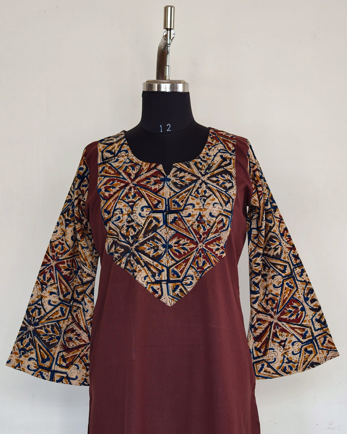 Brown With Kalamkari Patch And Bell Sleeves