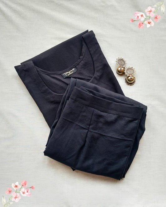 93 A Plain Black cotton co-ord set