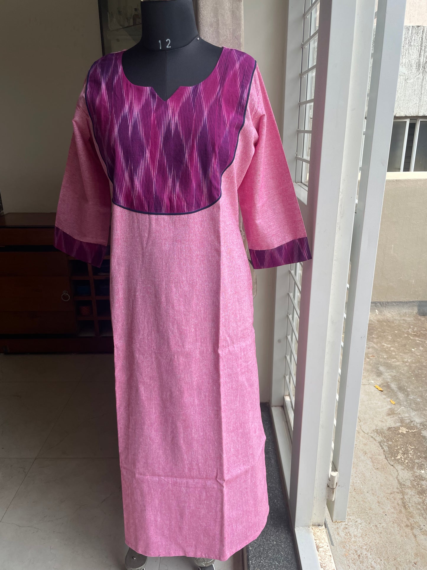 70 Pink Kurta with an Ikkat