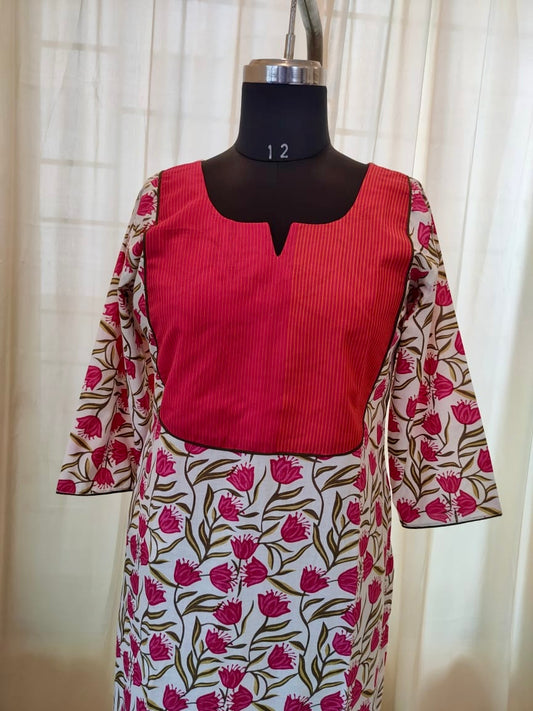 67 Pink and White Printed Kurta