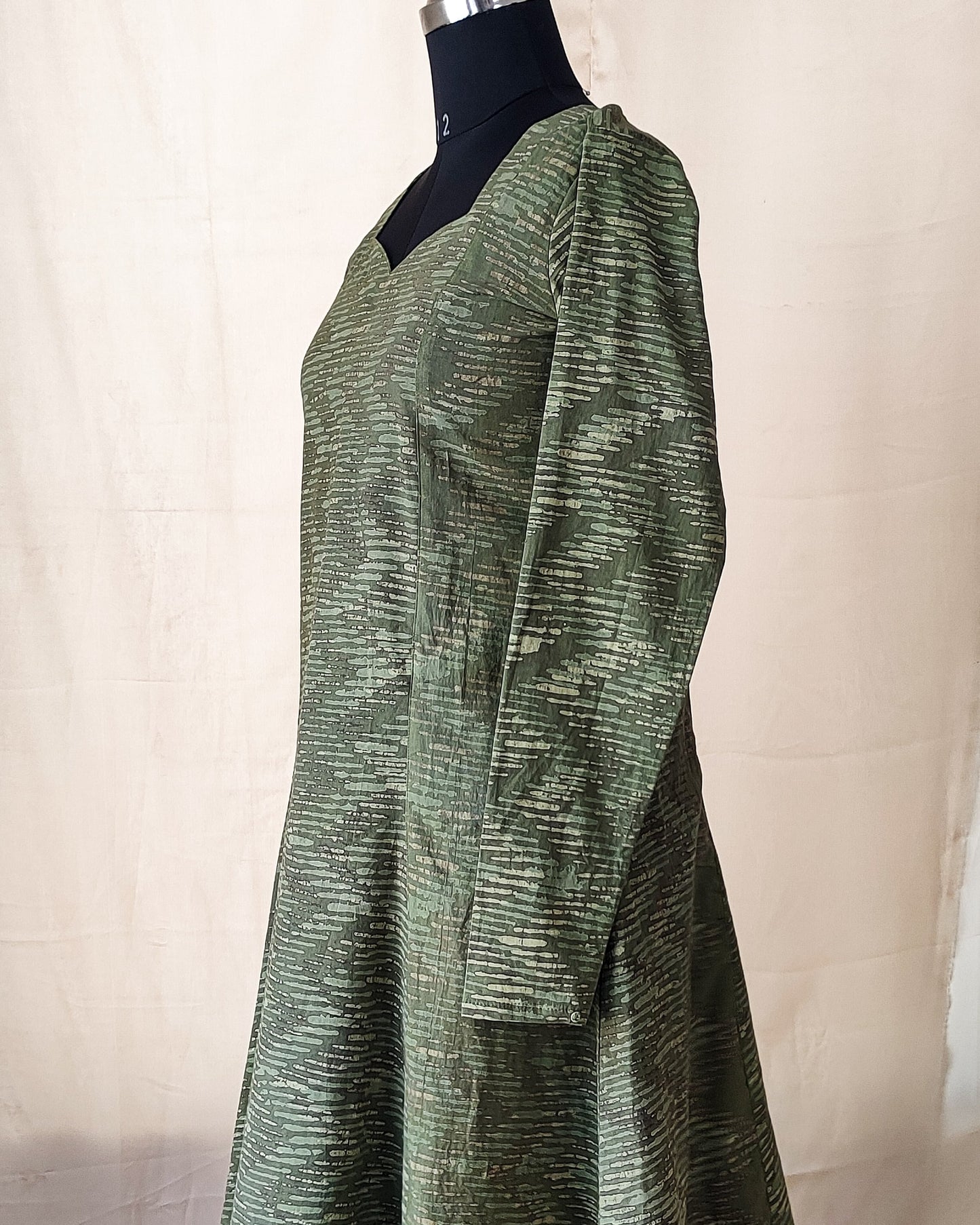 101 Green flare kurta with chudi sleeves