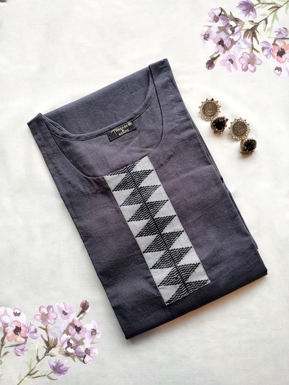 75 Grey Kurta with Border