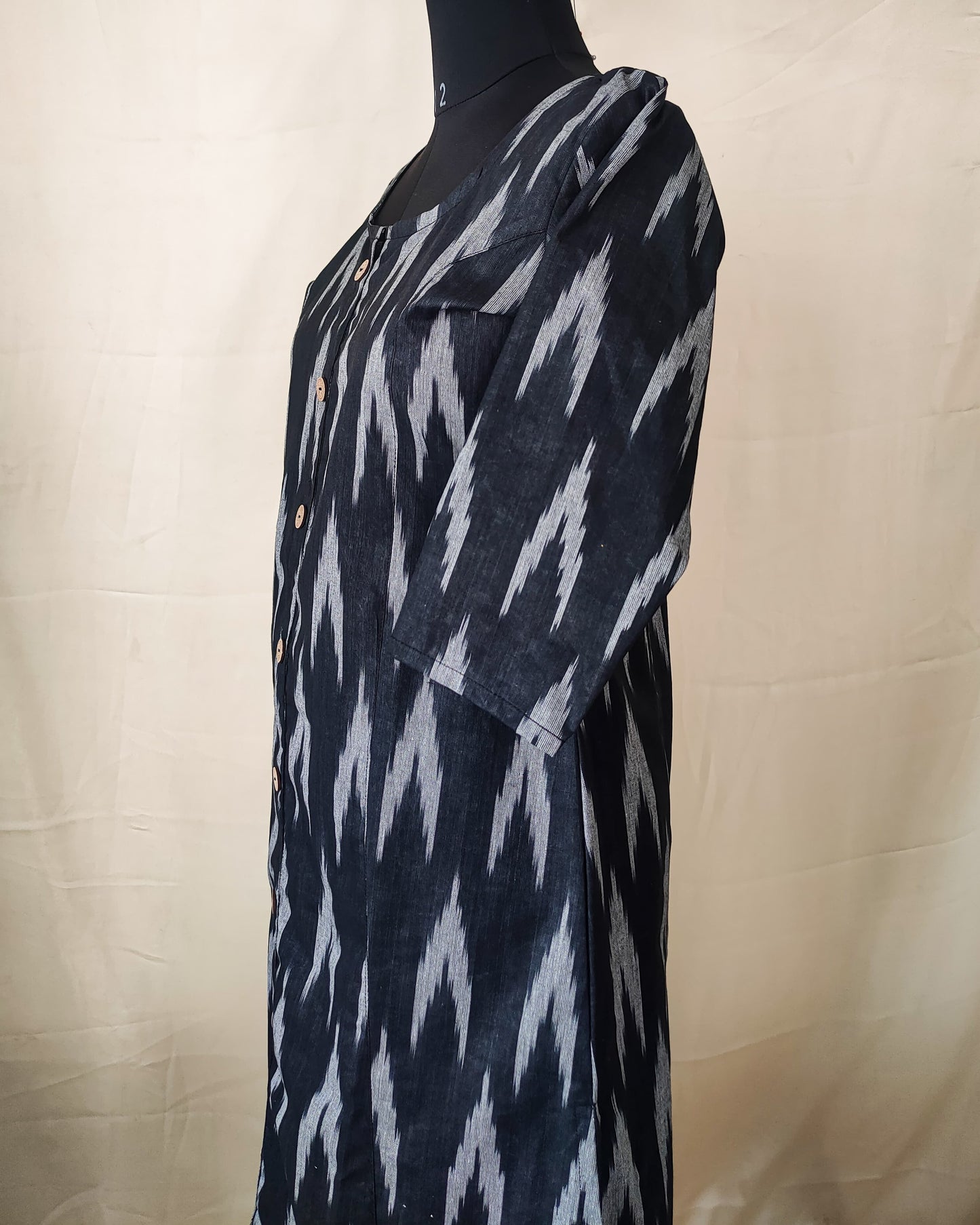 99 Black ikkat A-line Kurti with buttons