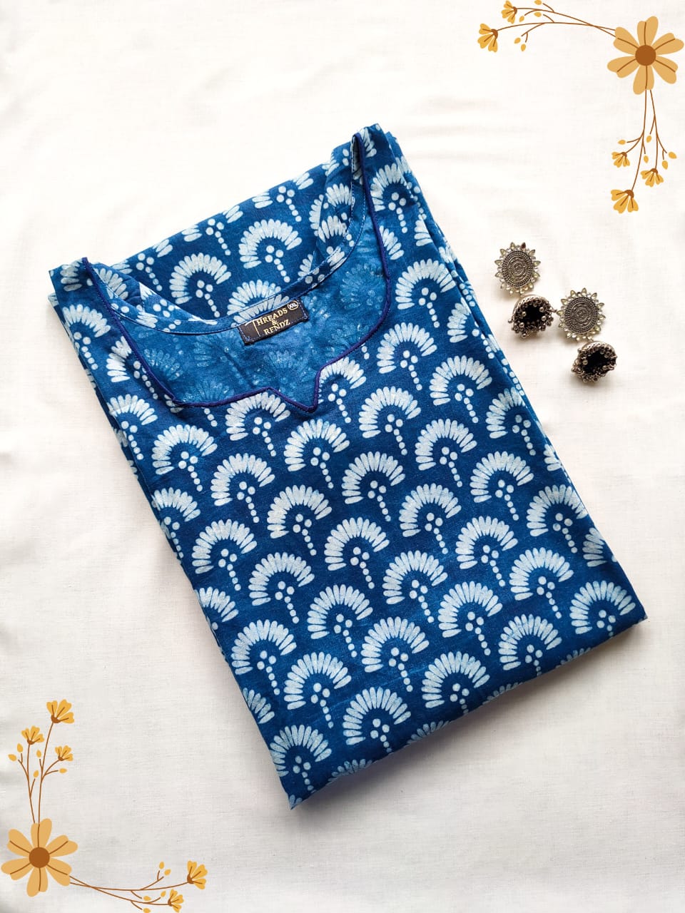 22 Indigo Kurta With Potlis
