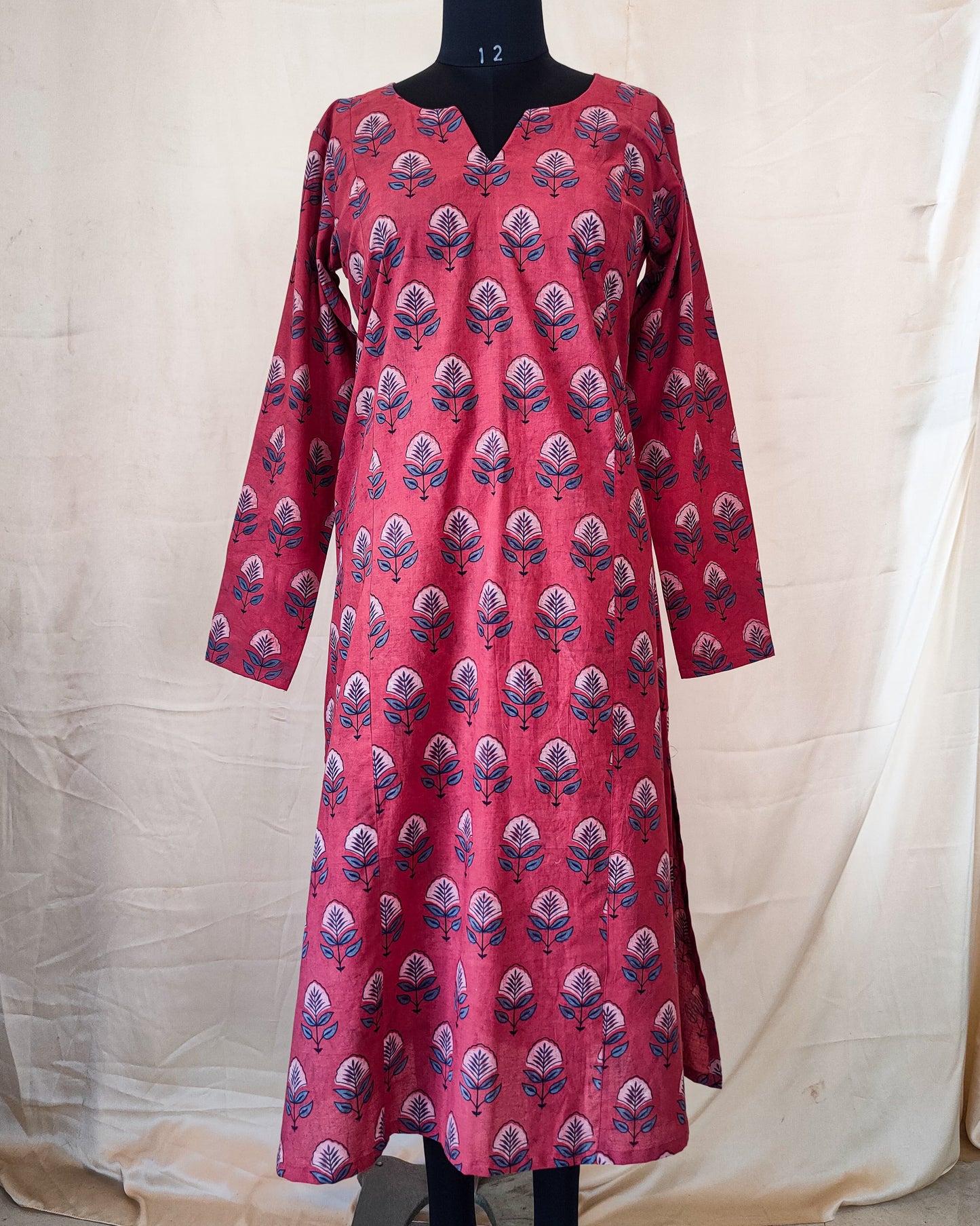 26 Brick Red A Line Kurta With Chudi Sleeves