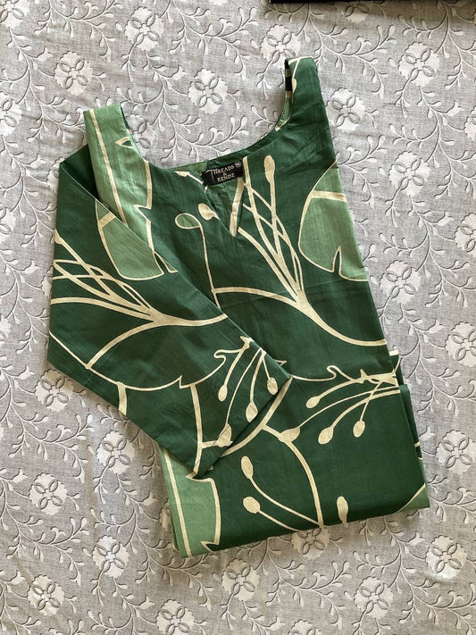 58 Bottle Green Printed Kurti