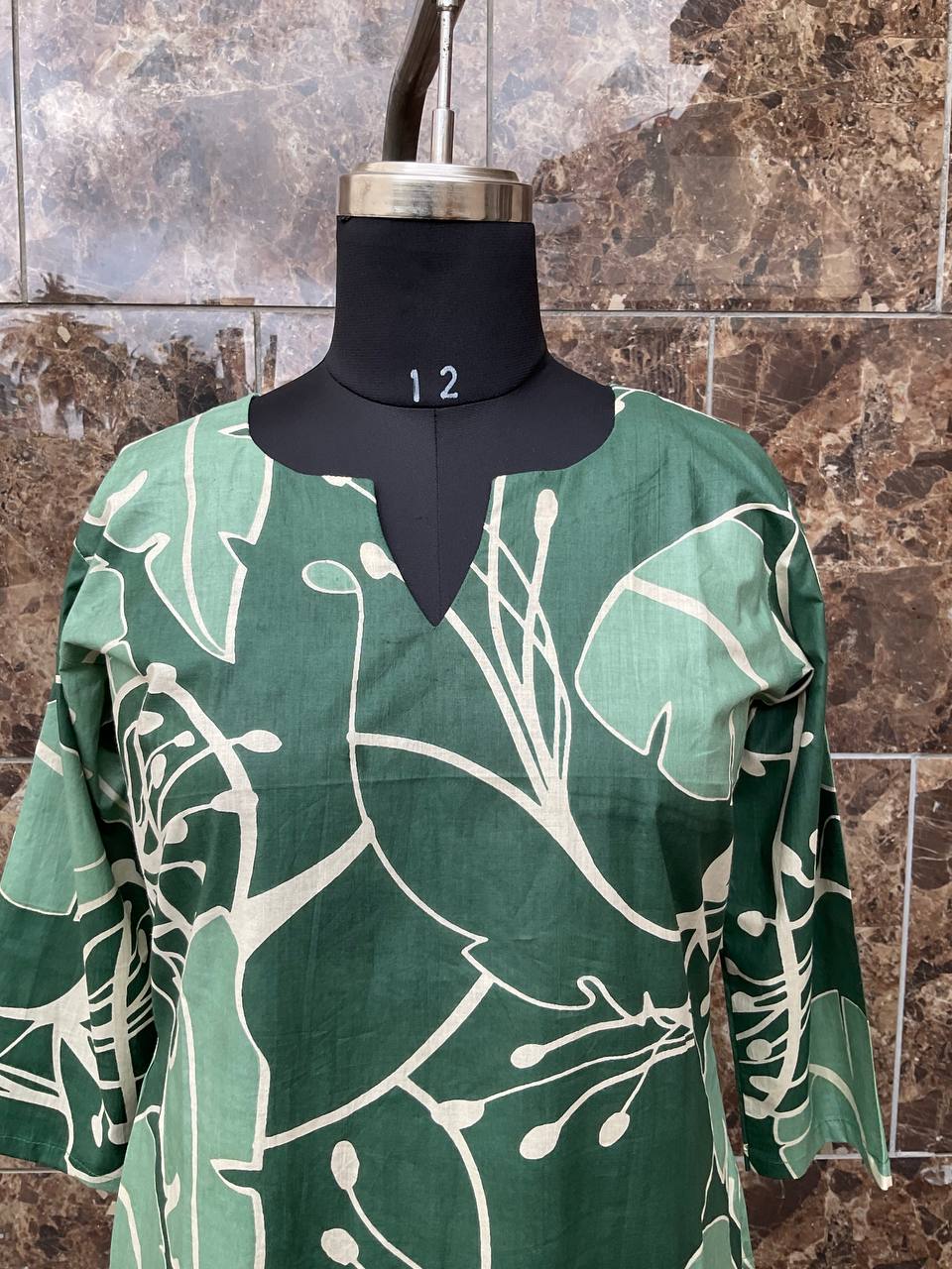 58 Bottle Green Printed Kurti