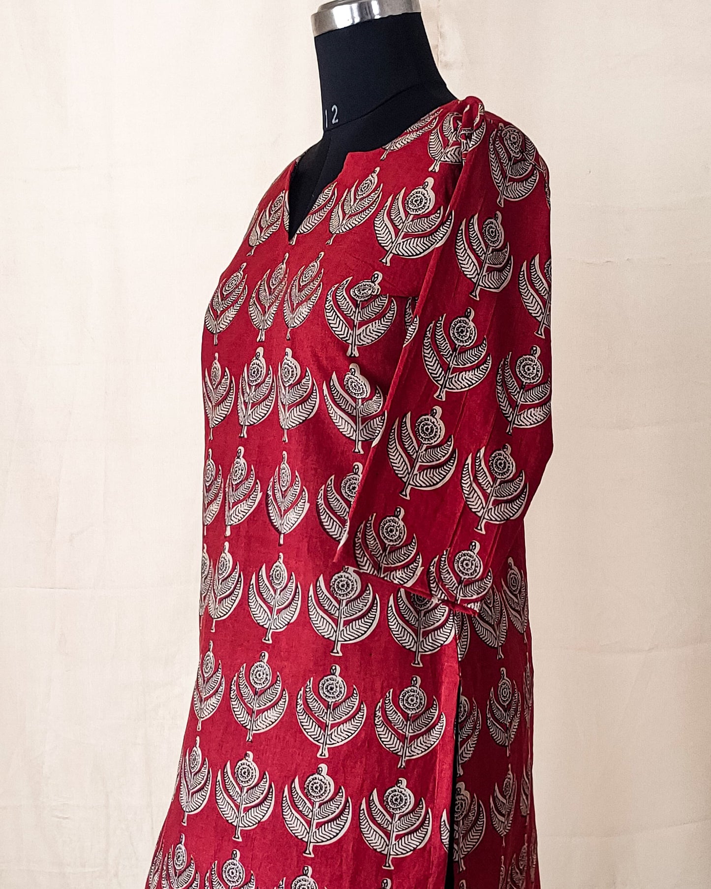 100 Red Printed Cotton Kurta
