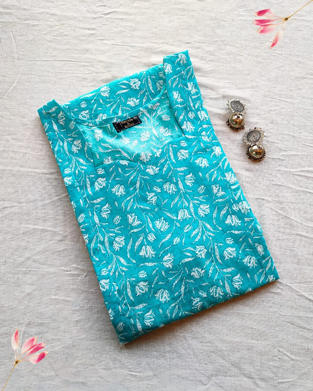 17 Light Blue Printed Anarkali Kurta With Chudi Sleeves