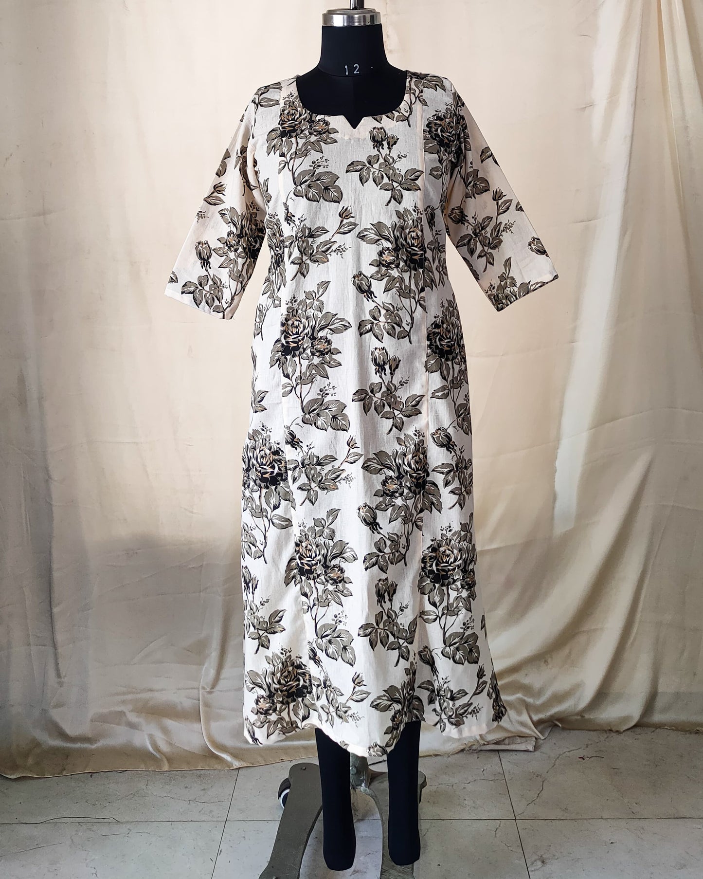 103 Cream floral print cotton co-ord set
