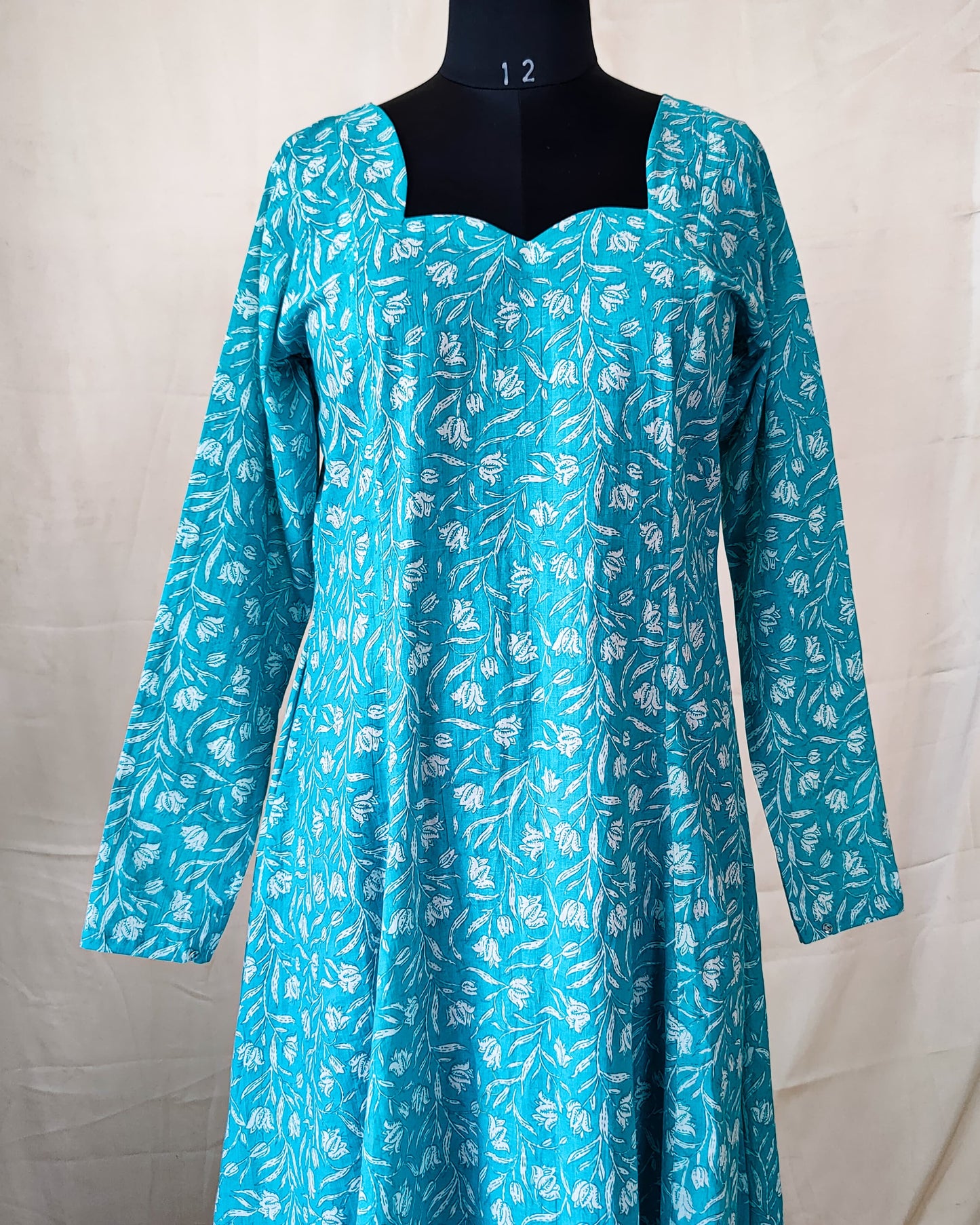 17 Light Blue Printed Anarkali Kurta With Chudi Sleeves