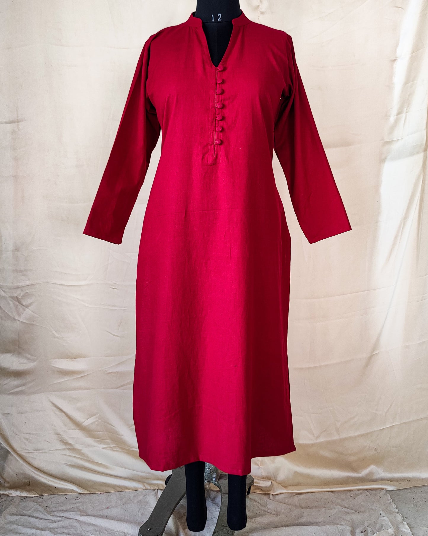 92 A Plain Maroon kurta with buttons