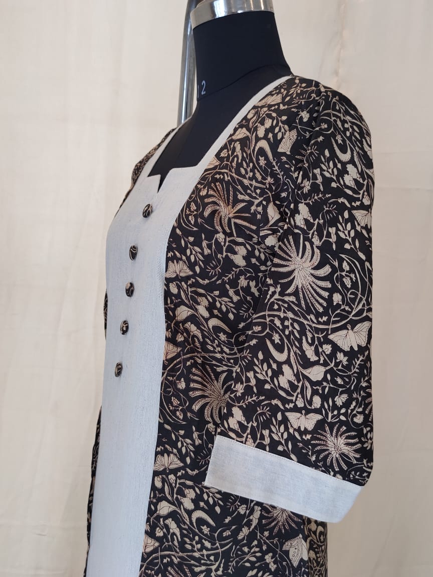 80 Black and White Printed Kurta