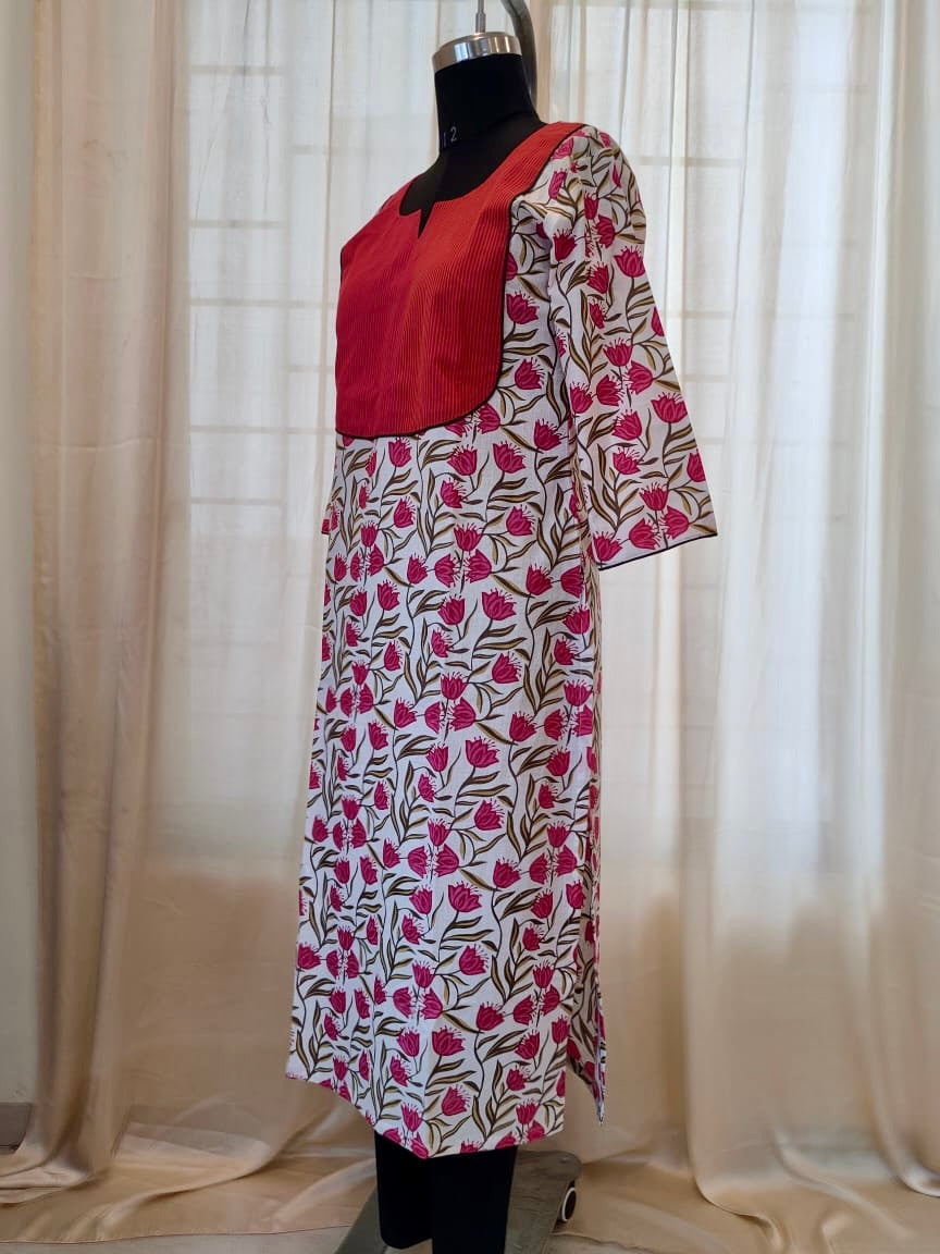67 Pink and White Printed Kurta