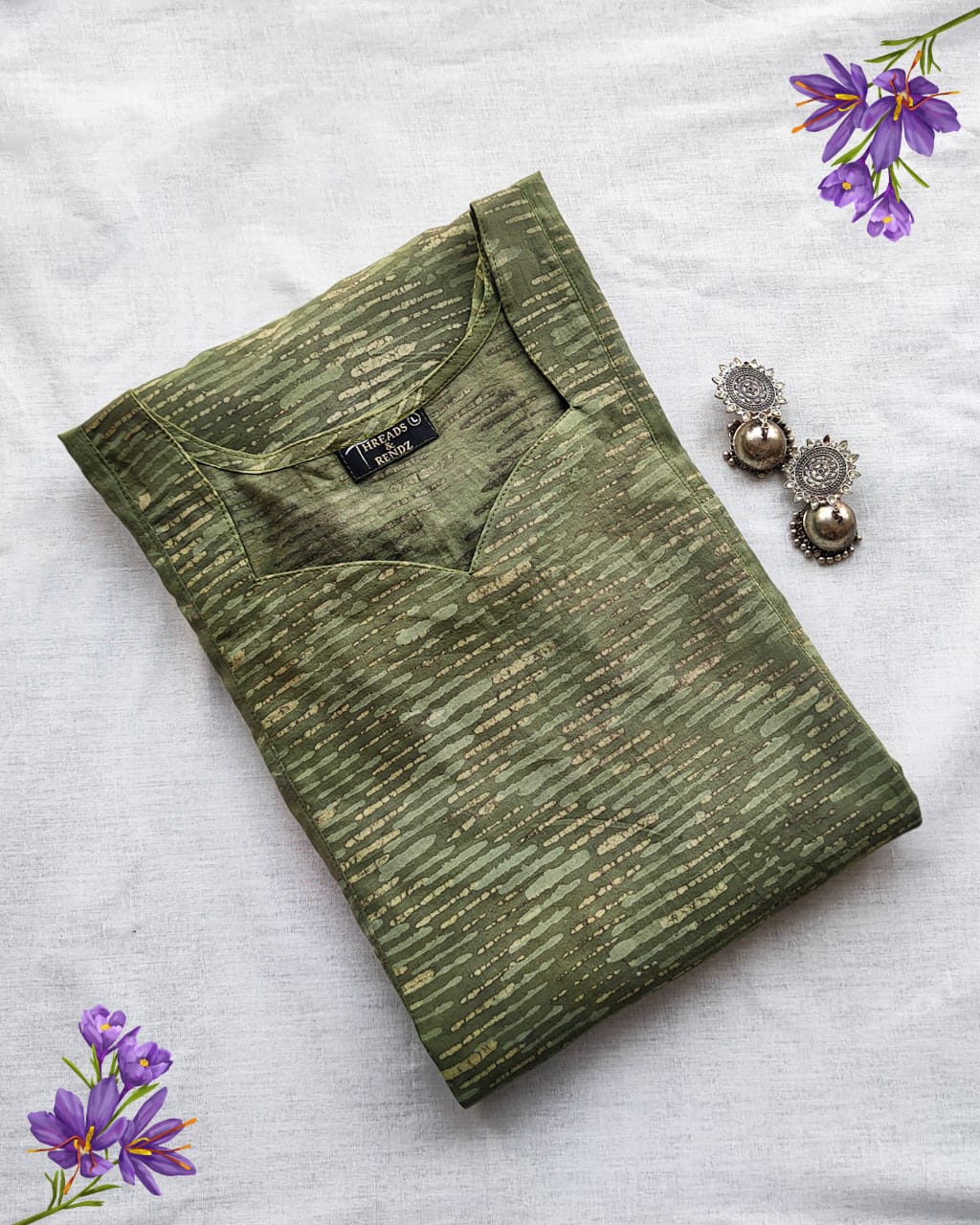 101 Green flare kurta with chudi sleeves