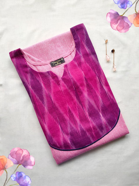 70 Pink Kurta with an Ikkat