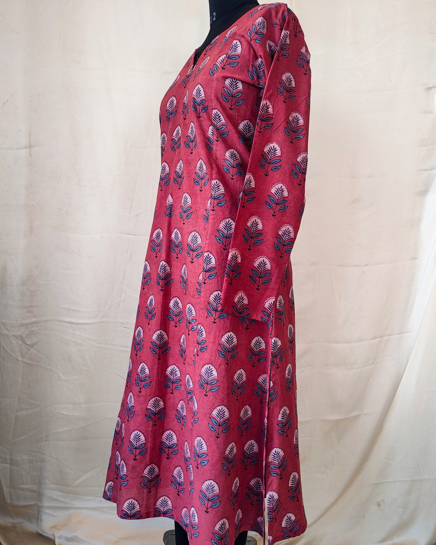 26 Brick Red A Line Kurta With Chudi Sleeves