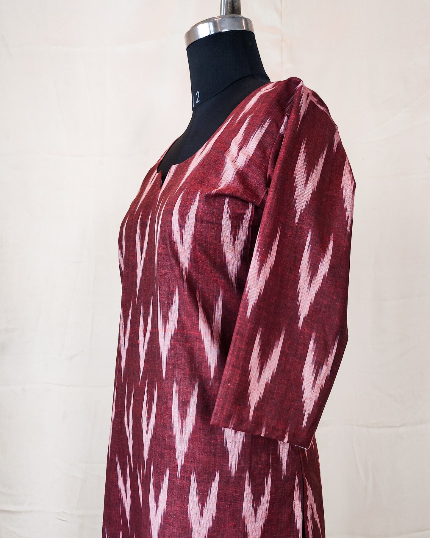 10 A Maroon Ikkat Kurta