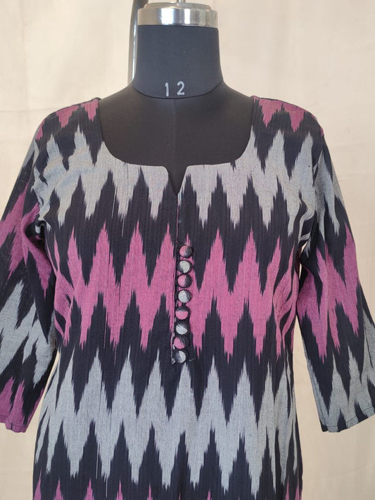 4 A Black And Purplke Ikkat Kurta