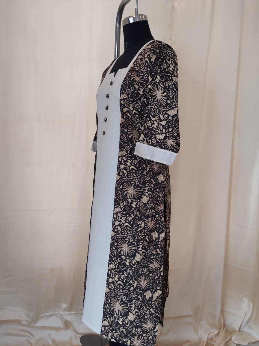 80 Black and White Printed Kurta