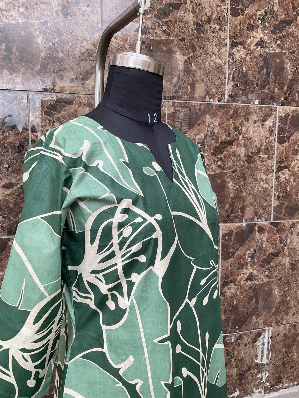 58 Bottle Green Printed Kurti