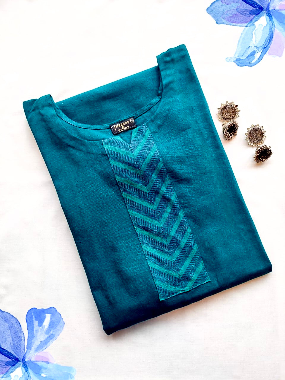 39 Simple Peacock Blue Kurti