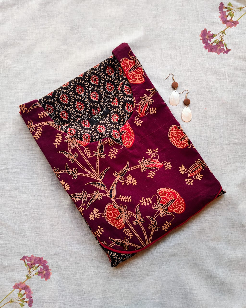 19 Black And Red Kurta With Maroon Yoke Design