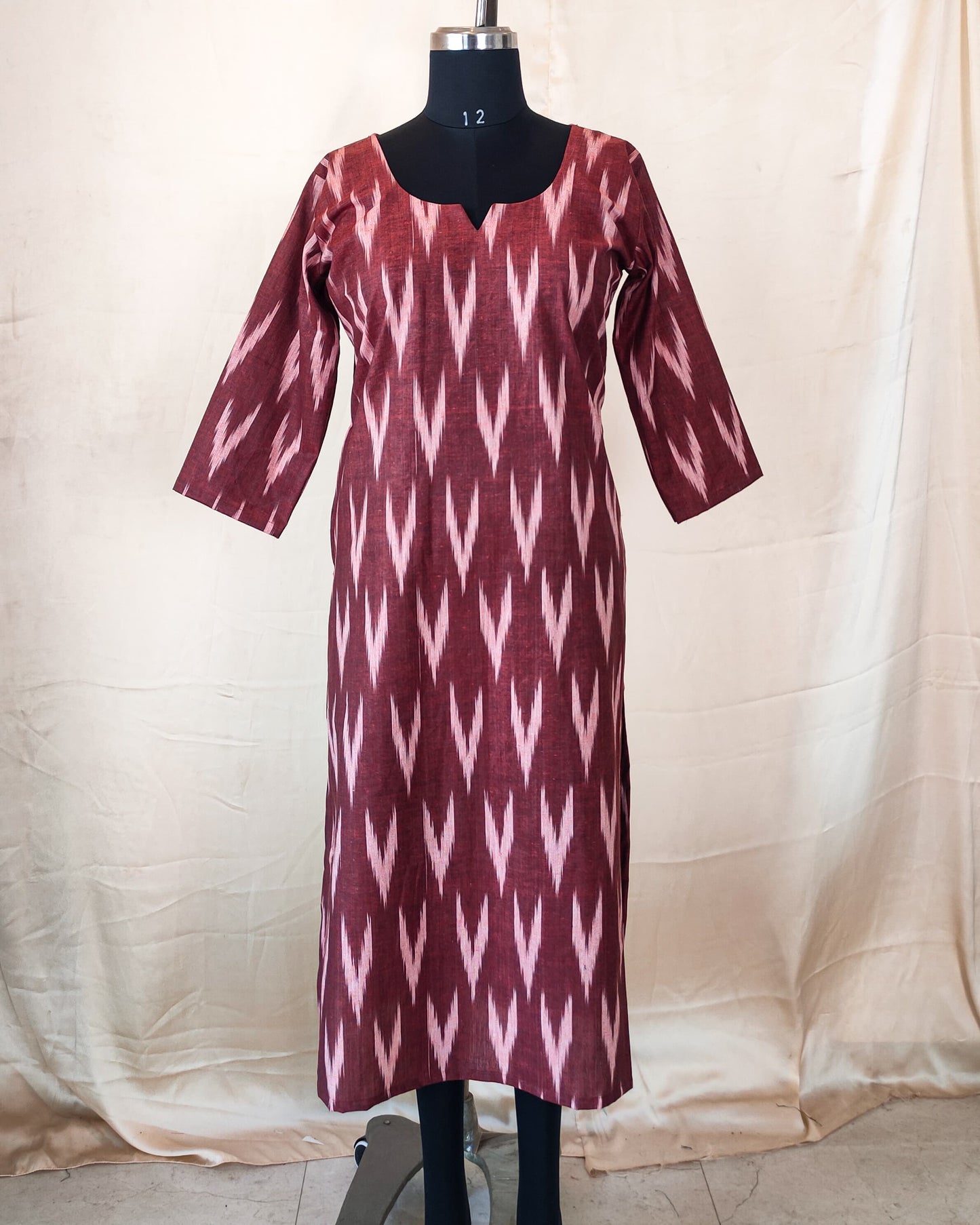 10 A Maroon Ikkat Kurta
