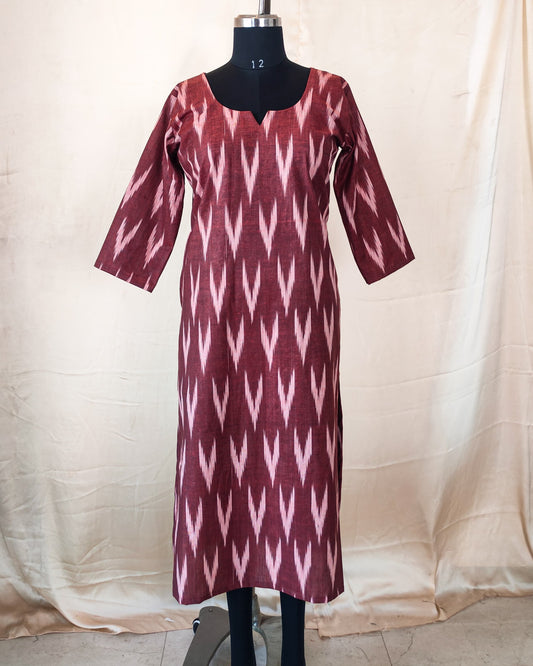 10 A Maroon Ikkat Kurta
